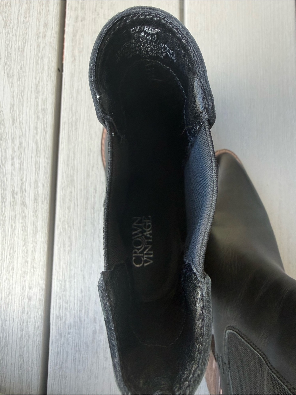 Crown Vintage Black Leather Chelsea Ankle Boots Size 9 Block Heel - Picture 7 of 8